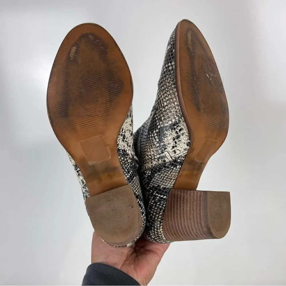 Madewell Snakeskin Print Leather Rosie Ankle Boots Women's Size 7.5
